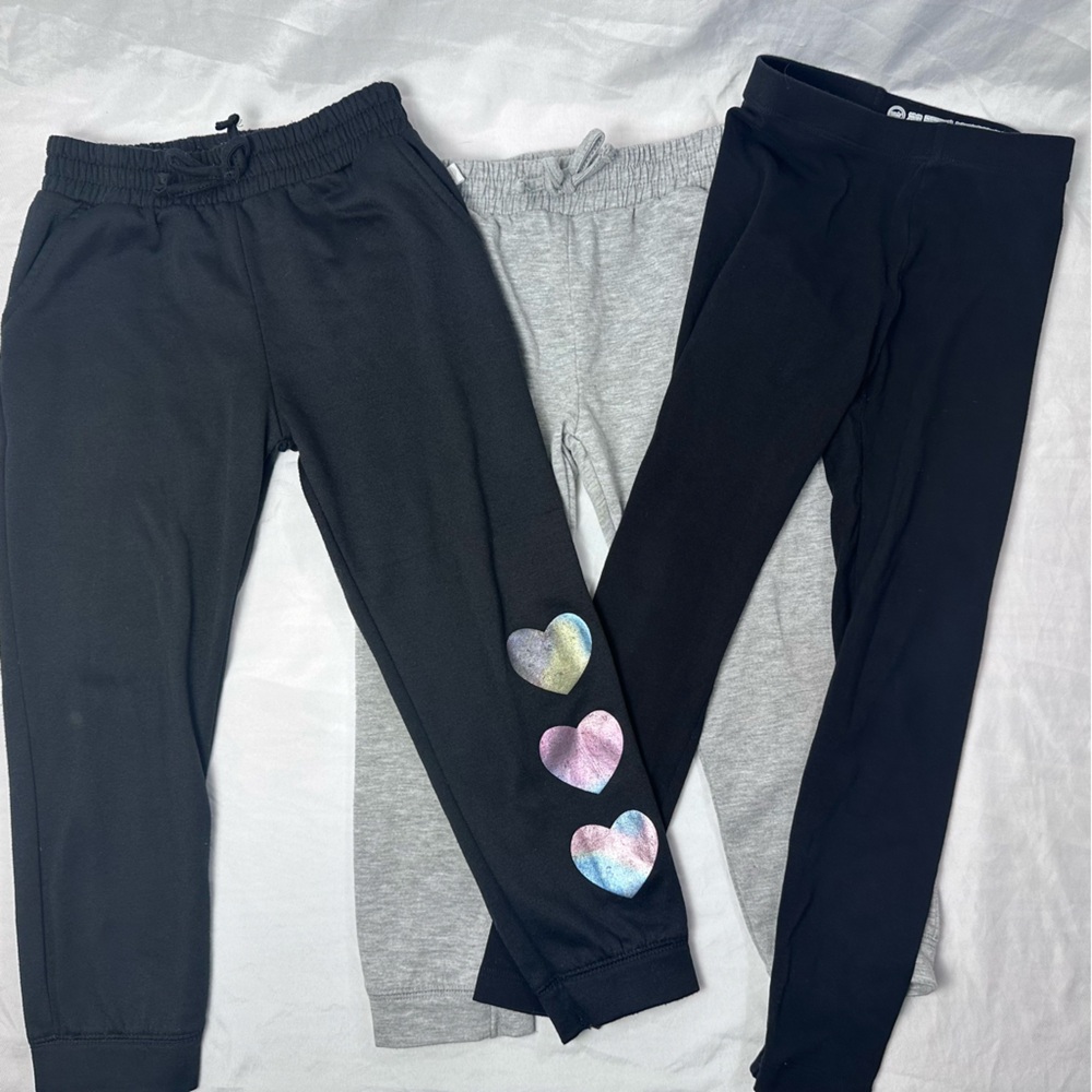 Girls Size 6 Pant Bundle Leggings & Jogger Sweatpants Btween Activewear